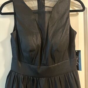 Halston Heritage Black Sleeveless V-Neck Cocktail Dress